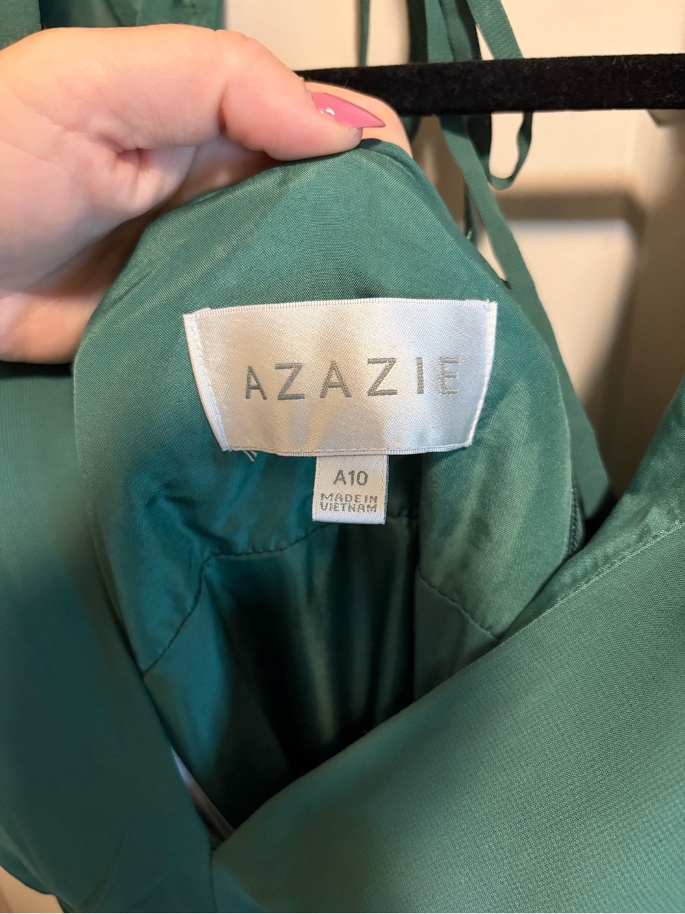 Azazie Forest Green V-Neck Long Sleeve Chiffon Maxi Dress with Front Slit - Picture 4 of 9